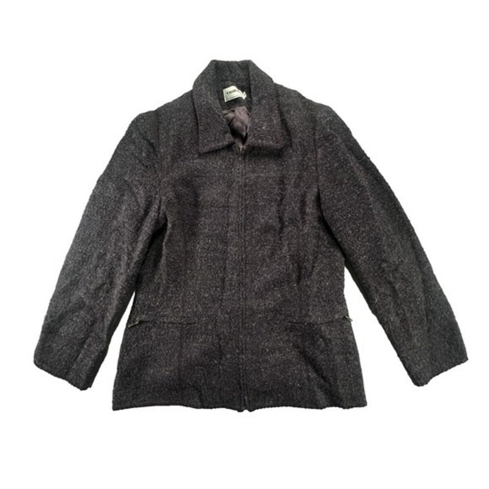 Tribal Jacket Womens‎ 10 Purple Boiled Wool Blend Felted Fuzzy Dark Academia